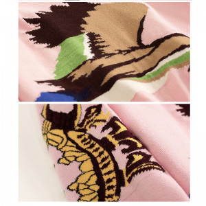 OEM \u0026 ODM Brugerdefineret logo Jacquard Intarsia Wild Goose Fashion Design Strik Dame Pullover Sweater