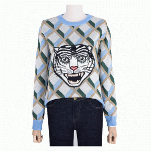 Ny ankomst Tiger Head Jacquard Toppe Damer Vinter efterår Sweater Pullover