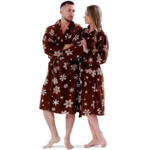 Voksen trykt fleece kåbe par pyjamas