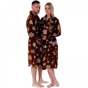Voksen trykt fleece kåbe par pyjamas