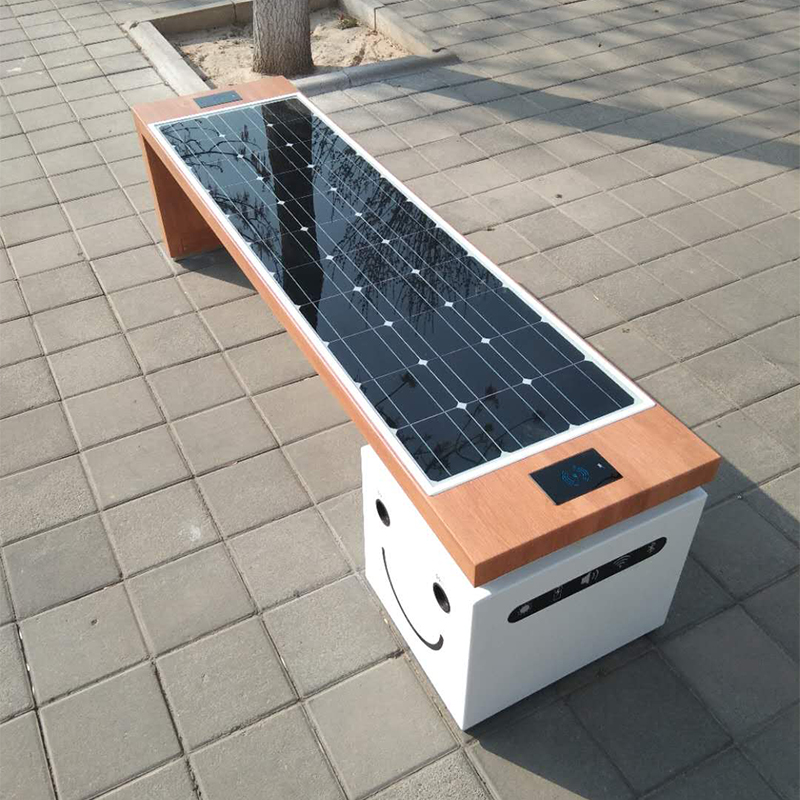 Smart Metal Park-bænk Solenergiprodukt-telefonoplader og annonceringsudstyr
