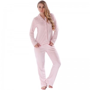 Kvinder solid koral fleece voksen pyjama