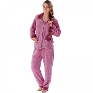 Kvinder solid koral fleece voksen pyjama
