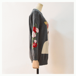 Brugerdefineret logo Loose amerikansk europæisk størrelse Crown Dog kvinders pullover sweater kjole