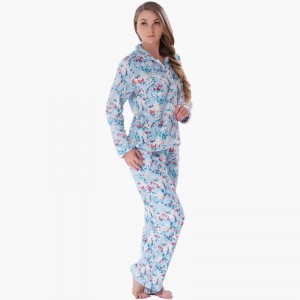 Kvinder trykt koral fleece pyjamasæt