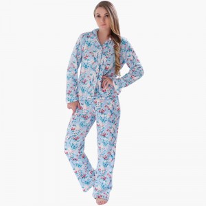 Kvinder trykt koral fleece pyjamasæt
