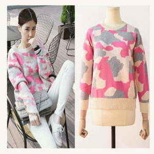 Koreansk stil Uldblanding Tykk varm Jacquard Pullover Strik