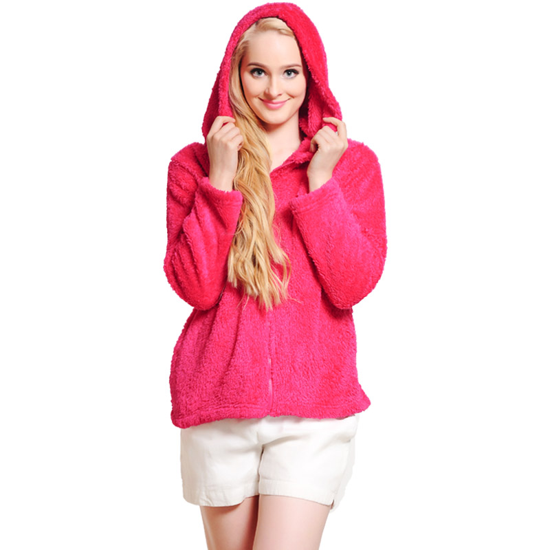 Kvinder snuggle Fleece hot pink lynlås sweatshirt med lynlås