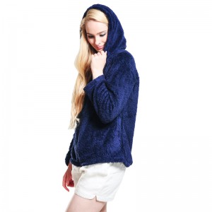 Kvinder snuggle Fleece Navy lynlås med hættejakke