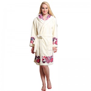 Kvinder Position Printed Robes Flannel Fleece Pyjamas Kvinder Hooded Pyjamas