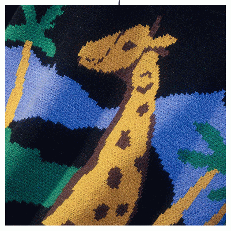 2019 tilpasset nyeste design Dame Strikvarer Loose Giraffe Jacquard Sweater