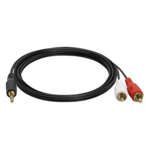 3,5 mm stereo til 2 mandlig RCA lydadapterkabel