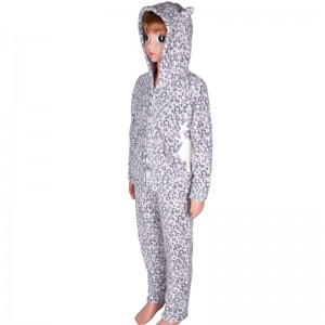 Pyjamasæt til børn, koral fleece, trykt