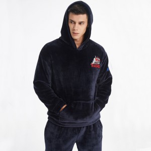 Mænds broderi Luksus Flanel Fleece Pyjamas Sæt