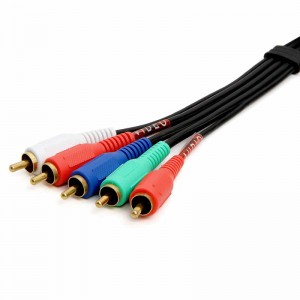 5-RCA han til 5RCA mandlig RGB-komponent lydvideokabel til HDTV - forgyldt RCA til RCA