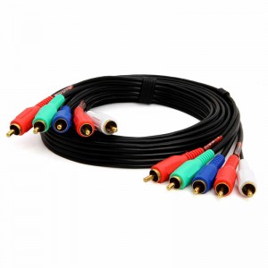 5-RCA han til 5RCA mandlig RGB-komponent lydvideokabel til HDTV - forgyldt RCA til RCA