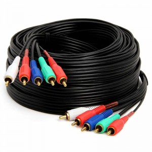 5-RCA han til 5RCA mandlig RGB-komponent lydvideokabel til HDTV - forgyldt RCA til RCA