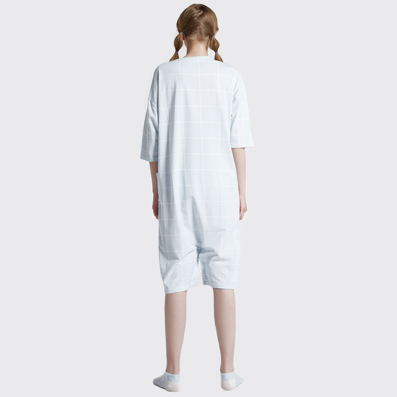 Kvinder Onesie-trykt bomuldsjersey broderi-pyjamas sæt