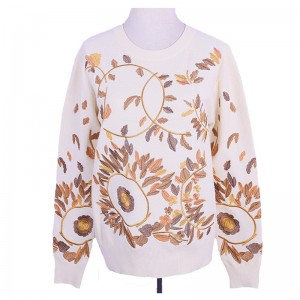 Brugerdefineret design Blomsterbroderi Dame Tøj Uld Sweater Pullover