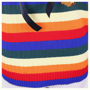 Brugerdefineret ODM Bamse Intarsia Rainbow Strips Dame Tøj Pullover Sweater