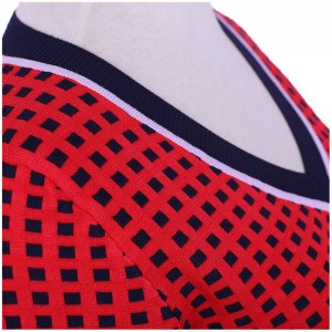 2018 Office Ladies Ladies Girls Assorted Color Grid Jacquard Twinset Sweater Dress