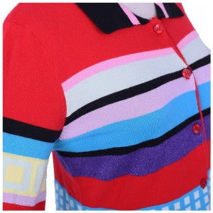 2018 Spring Fall Geometry Grid Striped Ladies Strik Cardigan kjole