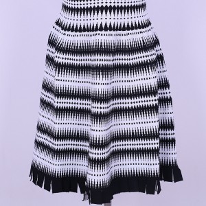 Tilpasset sommer sort hvid geometrisk design Dame sweater kjole