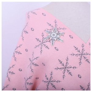 2018 Warm Snowflake Rhinestone Appliques Damer Slash Cardigan Strikket kjole