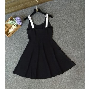 Sommerstrik til damer, ærmeløs LOGO Letter A line Sweater kjole