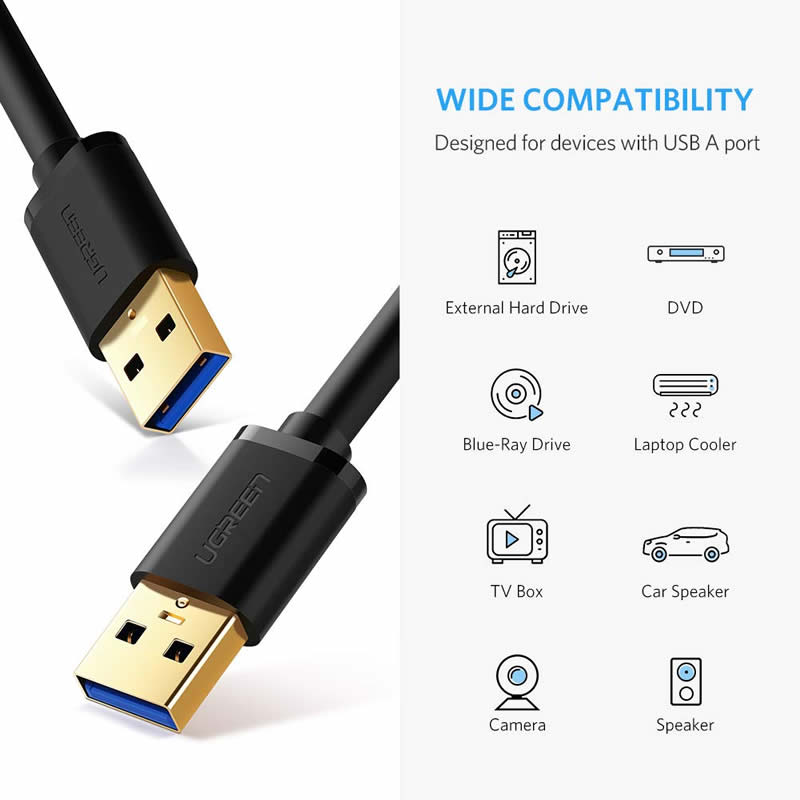 USB 3.0 A-til-kabel Type A-han-til-kabel-kabel til dataoverførsel harddiskkabinetter