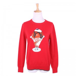 Brugerdefineret Icecream Jacquard 100% bomulds sweater til kvinder