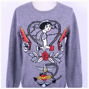 2018 Spring Fall Ladies Brocade Jacquard Strikket Pullover Sweater