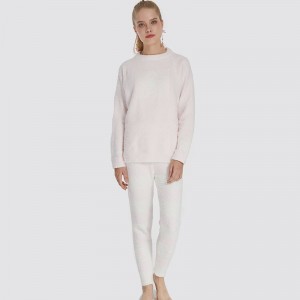 Elastisk mikrofiber fleece pyjamas sæt til kvinder