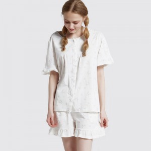 Kvinder trykt bomuld-spandex enkelt jersey pyjamas sæt