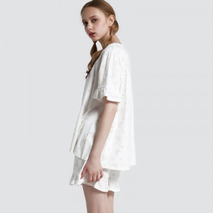 Kvinder trykt bomuld-spandex enkelt jersey pyjamas sæt