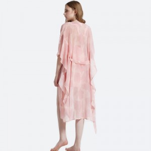 Satin pyjamas sæt til kvinder med trykt sjal