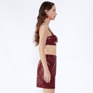 Leopard-trykt grime Kort sexet bandage Dametøj To-delt sæt