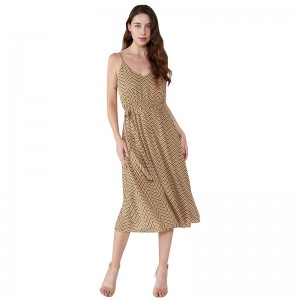 Stribet sommer 2019 Chiffon Vestidos Casuales Kvinder Vintage kjole