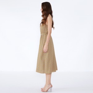 Stribet sommer 2019 Chiffon Vestidos Casuales Kvinder Vintage kjole