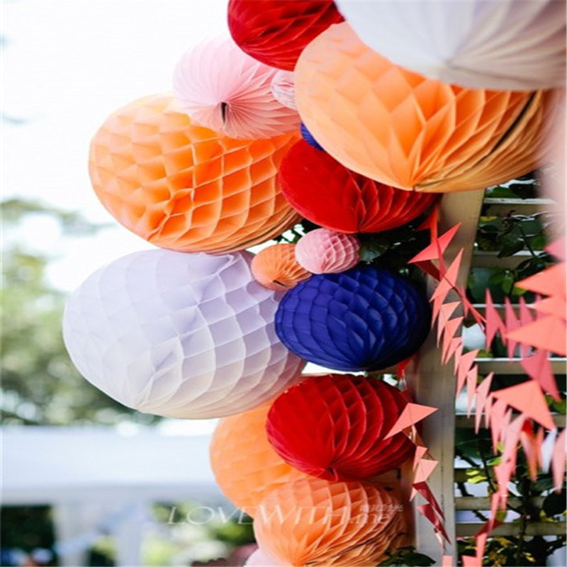 Festdekorationssæt Inklusive Pom Flower rund vævspapir Fan Farverig udskåret til fødselsdag