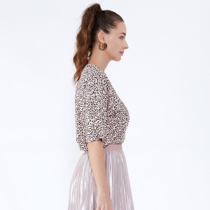 Leopard Print Dametøj Bomuldssarees Designs Trykt bluse