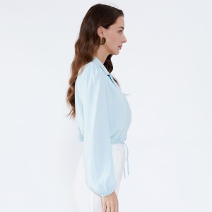 Lyseblå halskrage Elegant modekontor Bær damer med lange ærmer og bluse