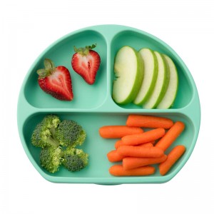 Varmebestandig silikone rundopdelte baby middagsplader