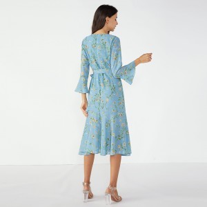 Himmelblå fancy middag Tutu afrikanske design vinterkjole