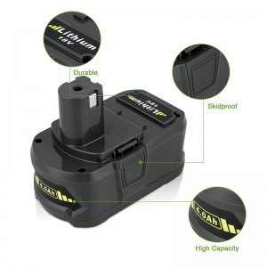 Li-ion 4000mAh 18V udskiftning trådløse borebatterier til Ryobi P105, P106, P107, P108
