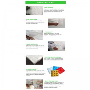 Lydisolering Plastisk PVC-materiale Dekorativt vægpanel 1mm tykkelse 3D vægpaneler til interiørindretning