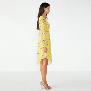 2019 gul retro sommer piger fancy kvinder afslappet kjole