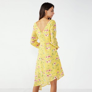 2019 gul retro sommer piger fancy kvinder afslappet kjole