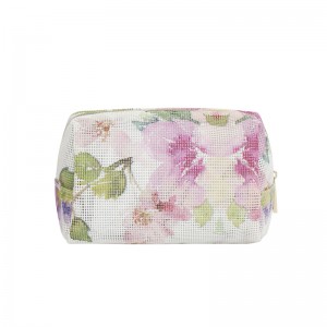 blomster maleri PVC mesh kosmetik taske