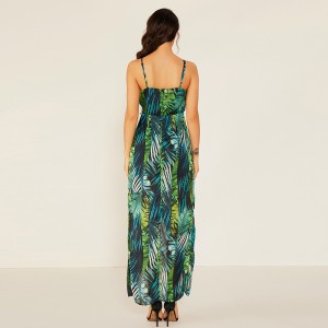 Damer mode sommer design hot sexet afslappet blomsterprint besked Maxi kjole materiale stof